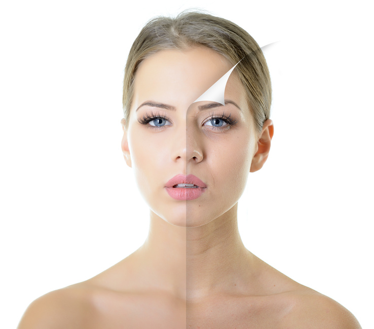 portrait of beautiful woman with problem and clean skin, aging and youth concept, beauty treatment